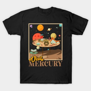 Retro Visit Planet Mercury Mid Century Style Space Travel T-Shirt